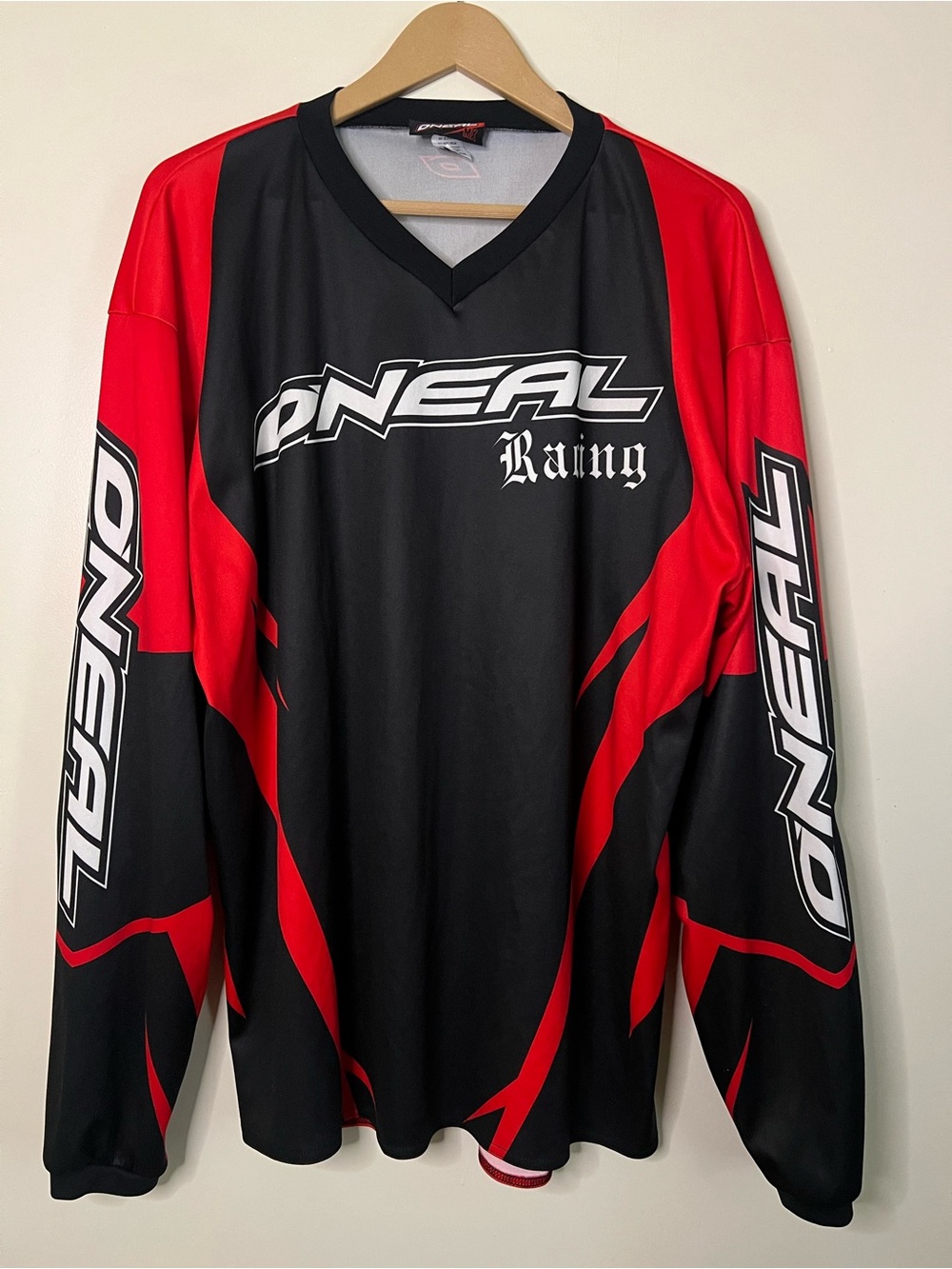O'NEAL MX Padded Elbow Black Red Motocross Racing Jersey Size XXL *FLAWS*